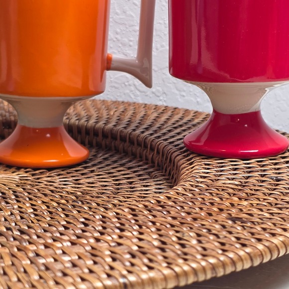 Vintage Corfu Footed Mugs Set of 4 Primary Colors MCM Pedestal Ceramic 3308S - Picture 3 of 8